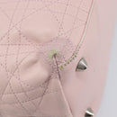 Christian Dior Cannage Lady Dior Hand Bag Lamb Skin Pink Silver Auth 208161-19