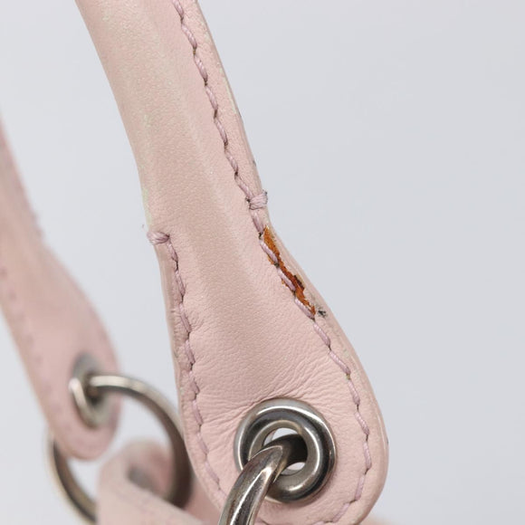 Christian Dior Cannage Lady Dior Hand Bag Lamb Skin Pink Silver Auth 208161