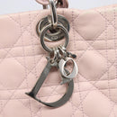 Christian Dior Cannage Lady Dior Hand Bag Lamb Skin Pink Silver Auth 208161-21