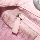 Christian Dior Cannage Lady Dior Hand Bag Lamb Skin Pink Silver Auth 208161-25