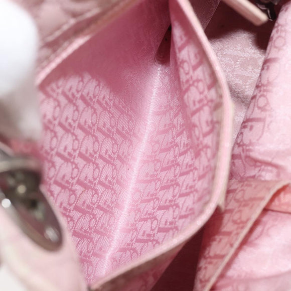 Christian Dior Cannage Lady Dior Hand Bag Lamb Skin Pink Silver Auth 208161