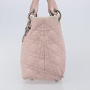 Christian Dior Cannage Lady Dior Hand Bag Lamb Skin Pink Silver Auth 208161-3