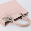 Christian Dior Cannage Lady Dior Hand Bag Lamb Skin Pink Silver Auth 208161-14