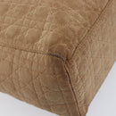 Christian Dior Cannage Lady Dior Hand Bag Nylon Beige Gold Tone Auth 208165-17