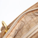 Christian Dior Cannage Lady Dior Hand Bag Nylon Beige Gold Tone Auth 208165-23