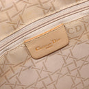 Christian Dior Cannage Lady Dior Hand Bag Nylon Beige Gold Tone Auth 208165-24