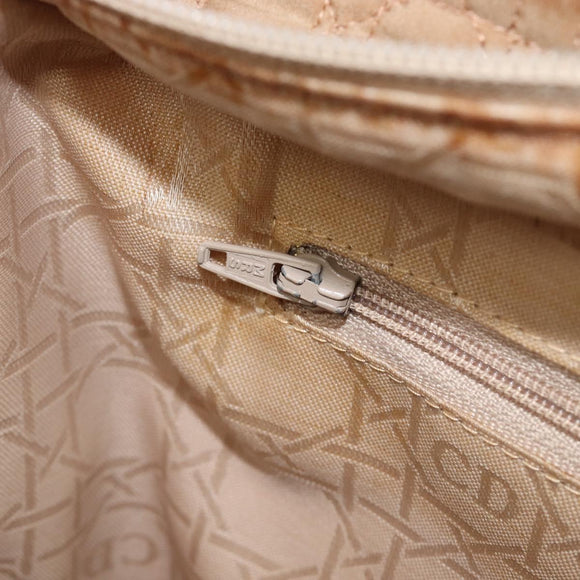 Christian Dior Cannage Lady Dior Hand Bag Nylon Beige Gold Tone Auth 208165