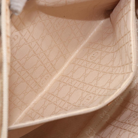 Christian Dior Cannage Lady Dior Hand Bag Nylon Beige Gold Tone Auth 208165