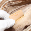Christian Dior Cannage Lady Dior Hand Bag Nylon Beige Gold Tone Auth 208165-12