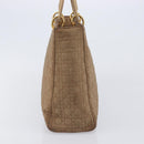Christian Dior Cannage Lady Dior Hand Bag Nylon Beige Gold Tone Auth 208165-4