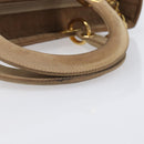 Christian Dior Cannage Lady Dior Hand Bag Nylon Beige Gold Tone Auth 208165-8