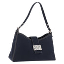 FENDI Mamma Baguette Shoulder Bag Canvas Navy Silver Auth 208169V-1