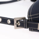 FENDI Mamma Baguette Shoulder Bag Canvas Navy Silver Auth 208169V-10