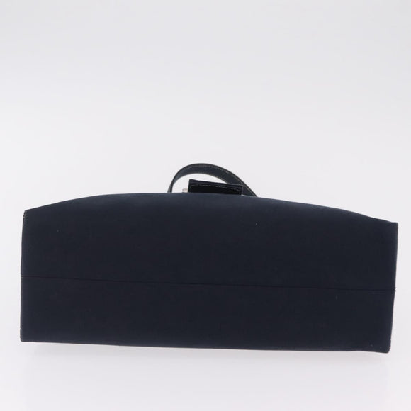 FENDI Mamma Baguette Shoulder Bag Canvas Navy Silver Auth 208169V