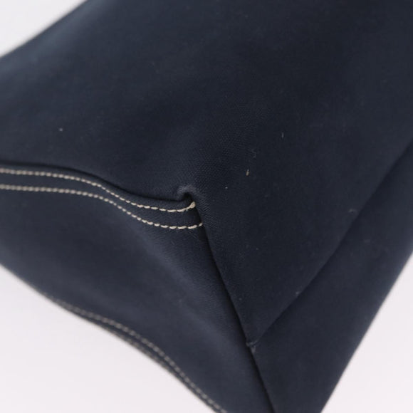 FENDI Mamma Baguette Shoulder Bag Canvas Navy Silver Auth 208169V