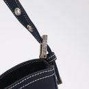 FENDI Mamma Baguette Shoulder Bag Canvas Navy Silver Auth 208169V-16