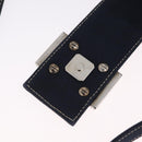 FENDI Mamma Baguette Shoulder Bag Canvas Navy Silver Auth 208169V-18