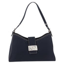 FENDI Mamma Baguette Shoulder Bag Canvas Navy Silver Auth 208169V-2
