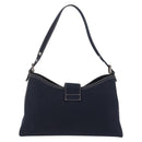 FENDI Mamma Baguette Shoulder Bag Canvas Navy Silver Auth 208169V-3