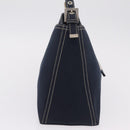 FENDI Mamma Baguette Shoulder Bag Canvas Navy Silver Auth 208169V-5