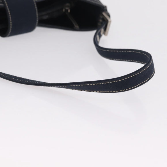 FENDI Mamma Baguette Shoulder Bag Canvas Navy Silver Auth 208169V