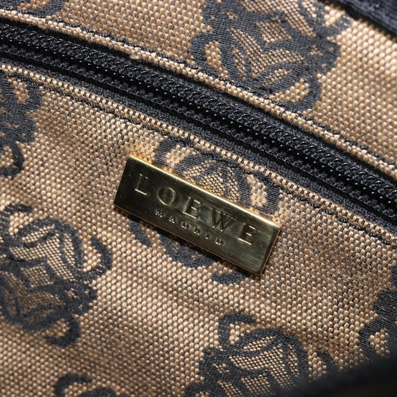 LOEWE Hand Bag Canvas Beige Gold Tone Auth 208170