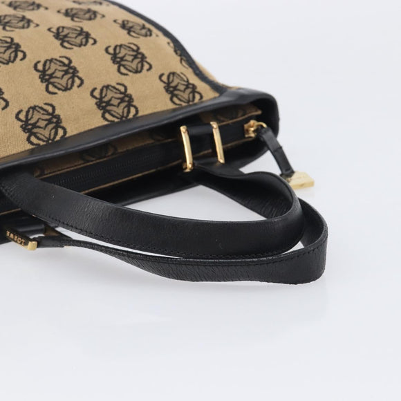 LOEWE Hand Bag Canvas Beige Gold Tone Auth 208170