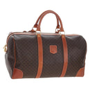 CELINE Macadam Boston Bag PVC Brown Gold Tone Auth 208171V-1