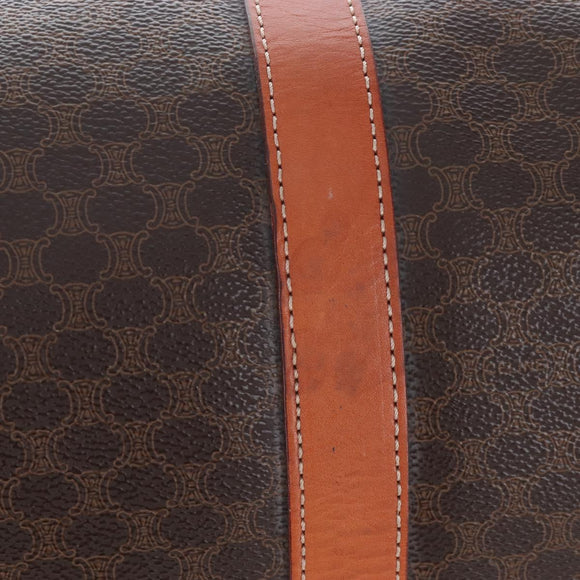 CELINE Macadam Boston Bag PVC Brown Gold Tone Auth 208171V