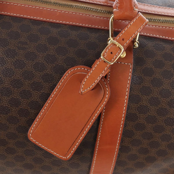 CELINE Macadam Boston Bag PVC Brown Gold Tone Auth 208171V