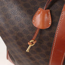 CELINE Macadam Boston Bag PVC Brown Gold Tone Auth 208171V-10