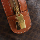 CELINE Macadam Boston Bag PVC Brown Gold Tone Auth 208171V-20