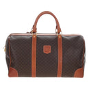 CELINE Macadam Boston Bag PVC Brown Gold Tone Auth 208171V-13