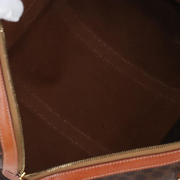 CELINE Macadam Boston Bag PVC Brown Gold Tone Auth 208171V