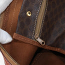 CELINE Macadam Boston Bag PVC Brown Gold Tone Auth 208171V-23