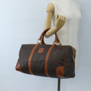 CELINE Macadam Boston Bag PVC Brown Gold Tone Auth 208171V-25
