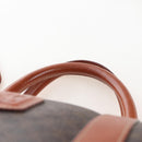 CELINE Macadam Boston Bag PVC Brown Gold Tone Auth 208171V-14