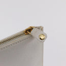 CELINE Clutch Bag Leather White Gold Tone Auth 208173-10
