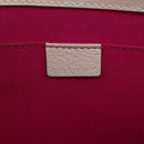 CELINE Clutch Bag Leather White Gold Tone Auth 208173-12