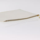 CELINE Clutch Bag Leather White Gold Tone Auth 208173-6