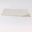 CELINE Clutch Bag Leather White Gold Tone Auth 208173-7