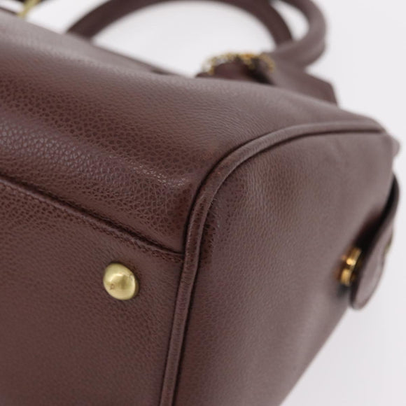 Coach Boston Bag Leather Brown Gold Tone Auth 208188