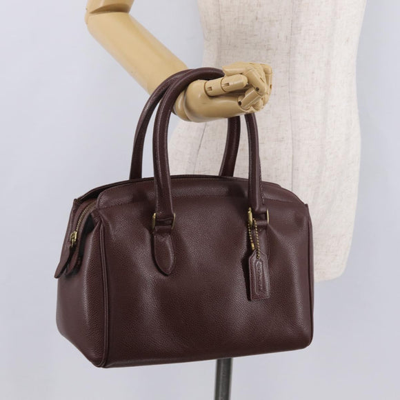 Coach Boston Bag Leather Brown Gold Tone Auth 208188