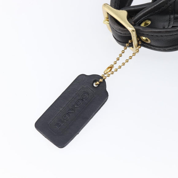 Coach Shoulder Bag Leather Black Gold Tone Auth 208189A