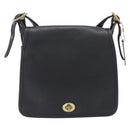 Coach Shoulder Bag Leather Black Gold Tone Auth 208189A-13
