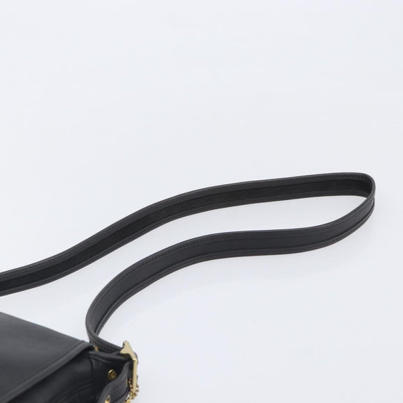 Coach Shoulder Bag Leather Black Gold Tone Auth 208189A
