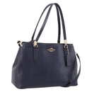 Coach Shoulder Bag Leather 2way Navy Gold Tone Auth 208190A-1