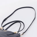 Coach Shoulder Bag Leather 2way Navy Gold Tone Auth 208190A-15