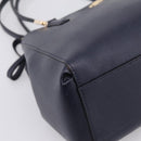 Coach Shoulder Bag Leather 2way Navy Gold Tone Auth 208190A-16