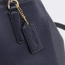 Coach Shoulder Bag Leather 2way Navy Gold Tone Auth 208190A-10